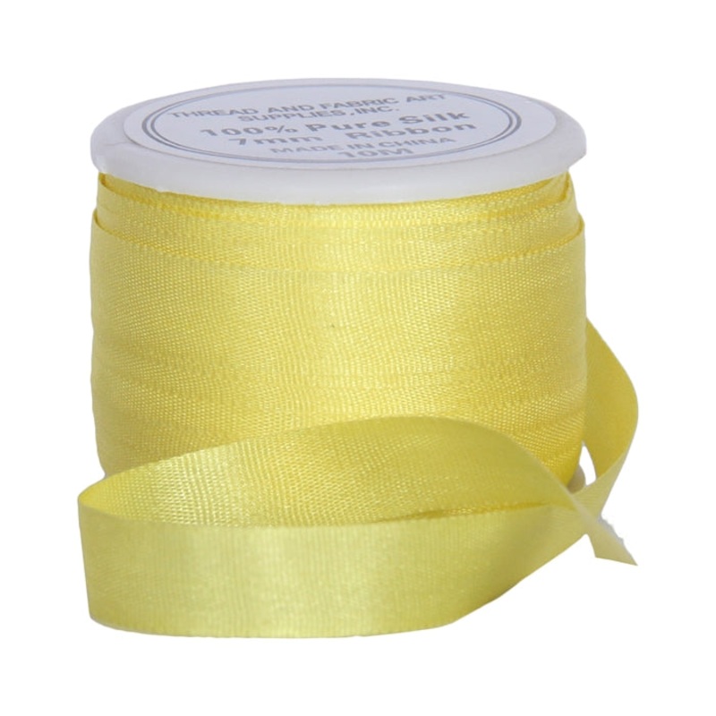 Silk Ribbon 7mm Yellow x 10 Meters No. 656