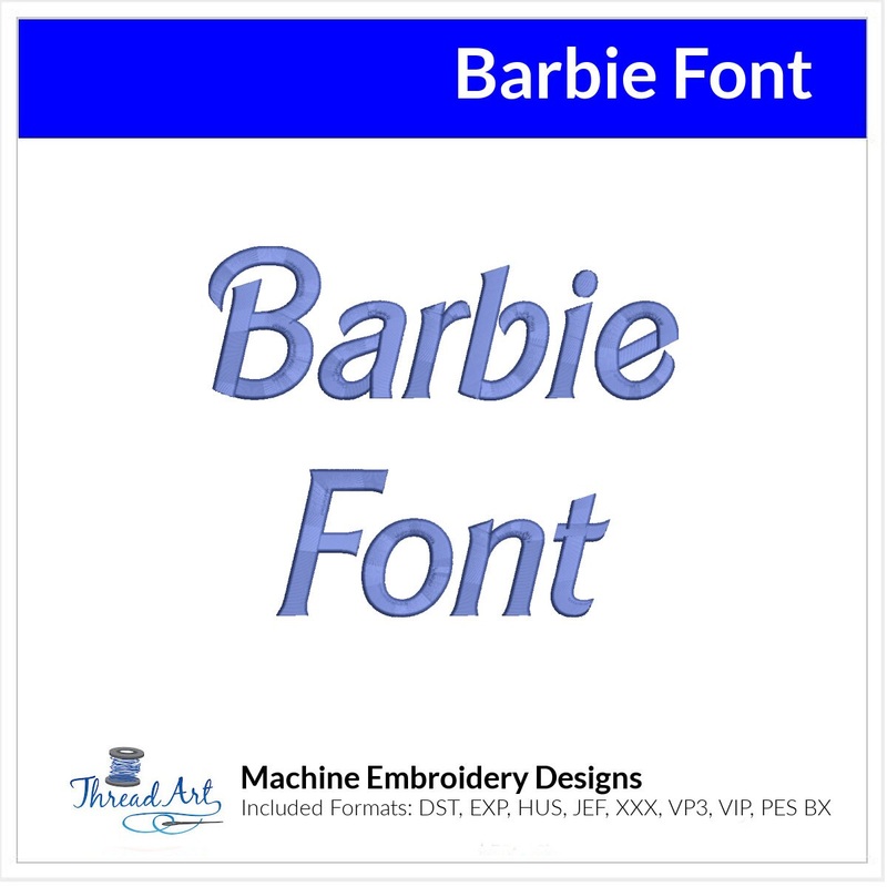 Barbie Font Machine Embroidery Design Set –  1″ Fun Alphabet Letters BX Font – Download 9 Formats