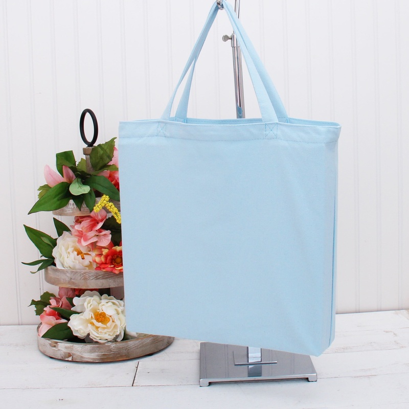 Blank Canvas Tote Bag – Light Aqua – 100% Cotton- 14.5x17x3