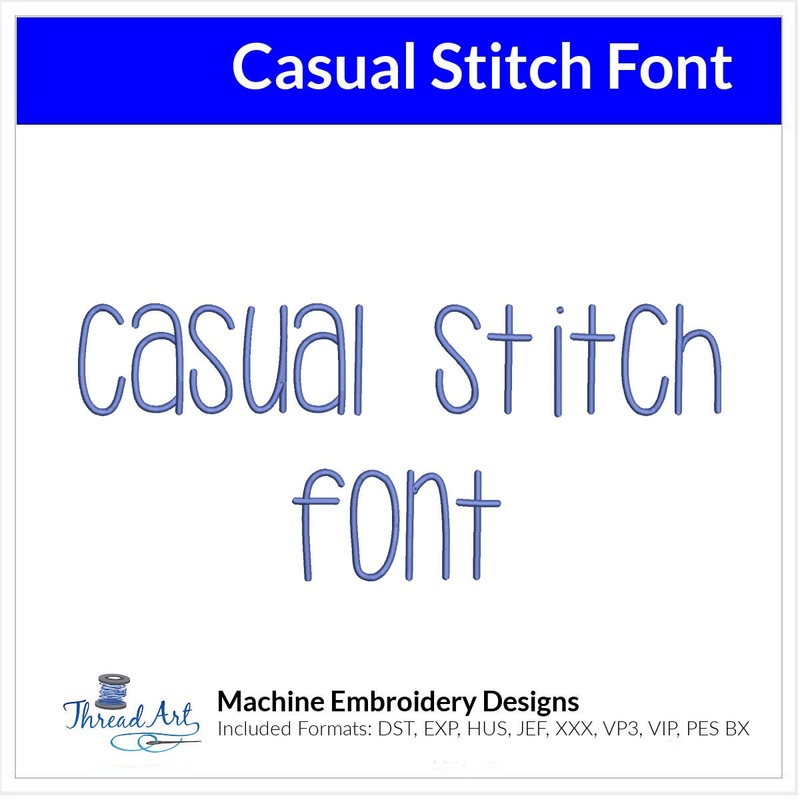 Casual Stitch Font Machine Embroidery Design Set – Fun Font Alphabet Letters BX Font – Download 9 Formats and 3 Sizes