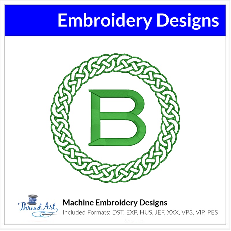Celtic Knot Monogram Frame Embroidery Design Instant Download – 3 Sizes – 8 Formats – ThreadArt