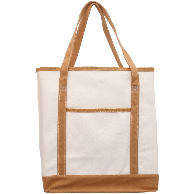 Extra Large Natural Canvas Tote Bag With Tan Handles – 22″x16″x6″