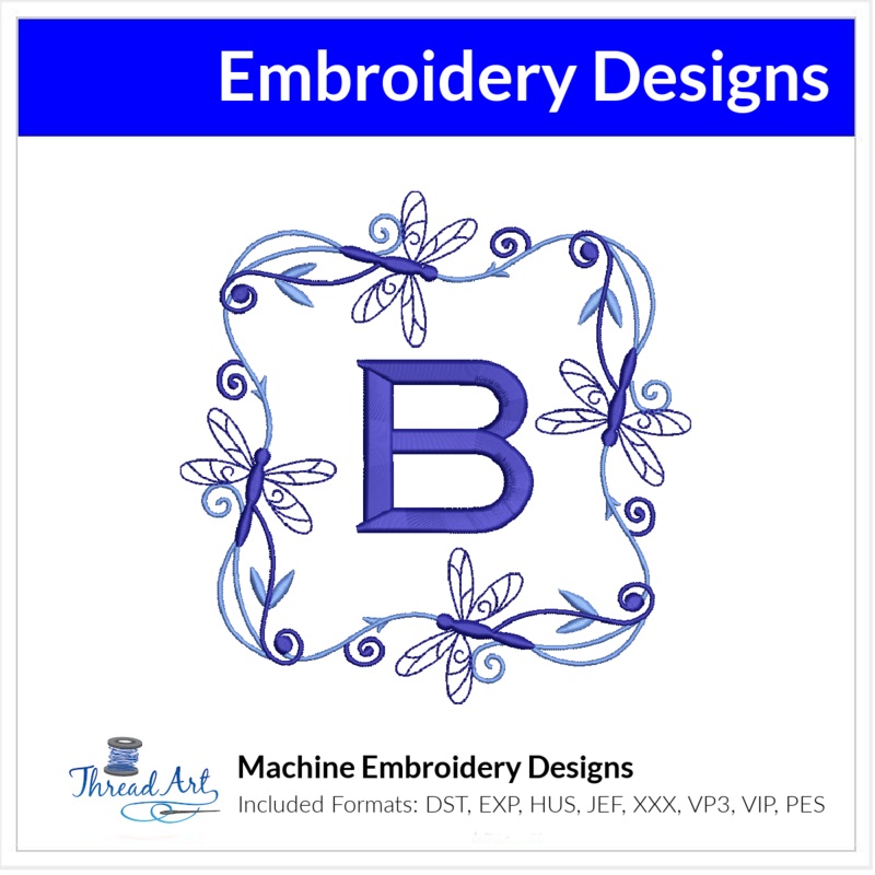 Floral Square Monogram Frame Embroidery Design Instant Download – 3 Sizes – 8 Formats – ThreadArt
