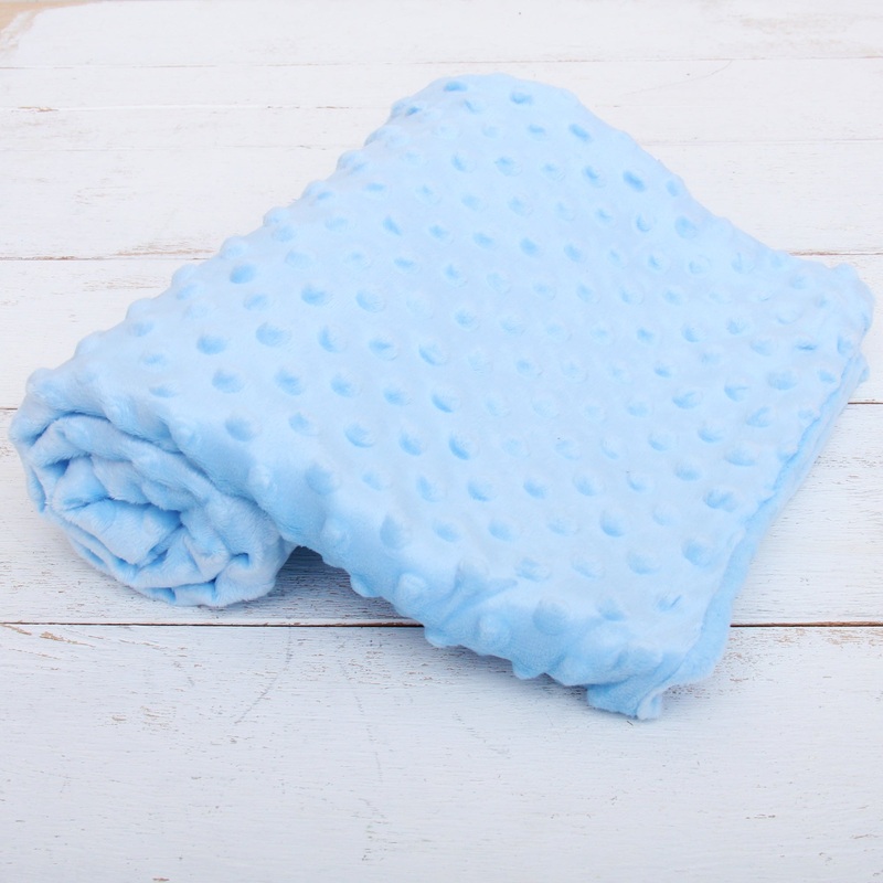 Minky Blanket – Light Blue Minky Dots – Baby Blanket Size 28″ x 38″