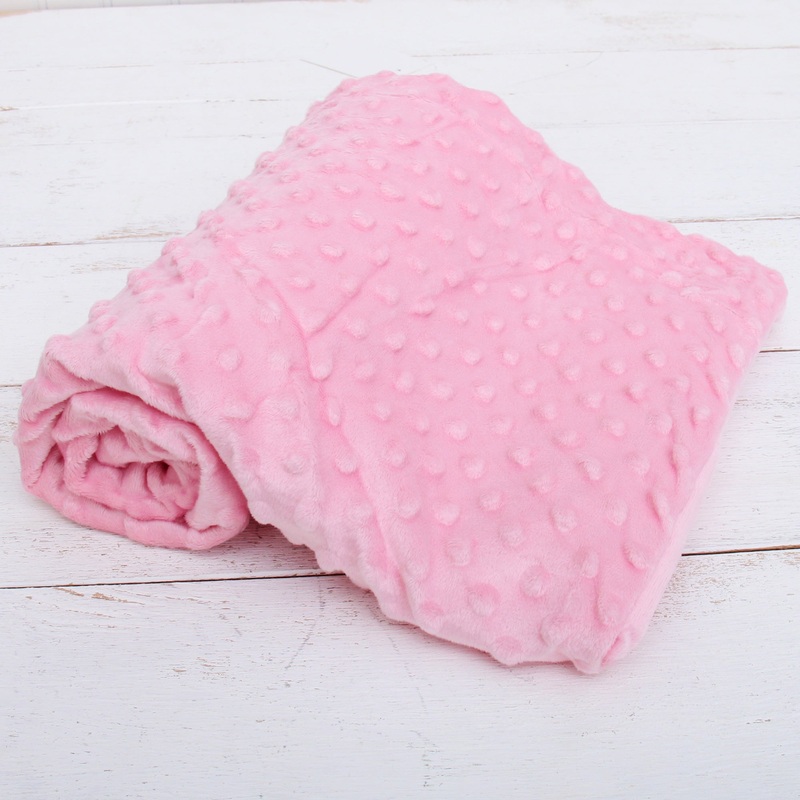 Minky Blanket – Light Pink Minky Dots – Baby Blanket Size 28″ x 38″
