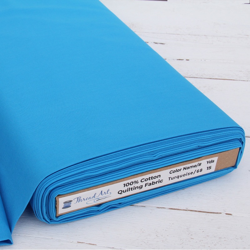 Premium Cotton Quilting Fabric Sold By The Yard – Solid Turquoise