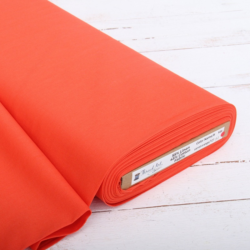 Premium Linen Fabric By The Yard – Carrot Orange 55″ Width – Cotton Linen Blend Fabric For Embroidery, Apparel, Cross Stitch