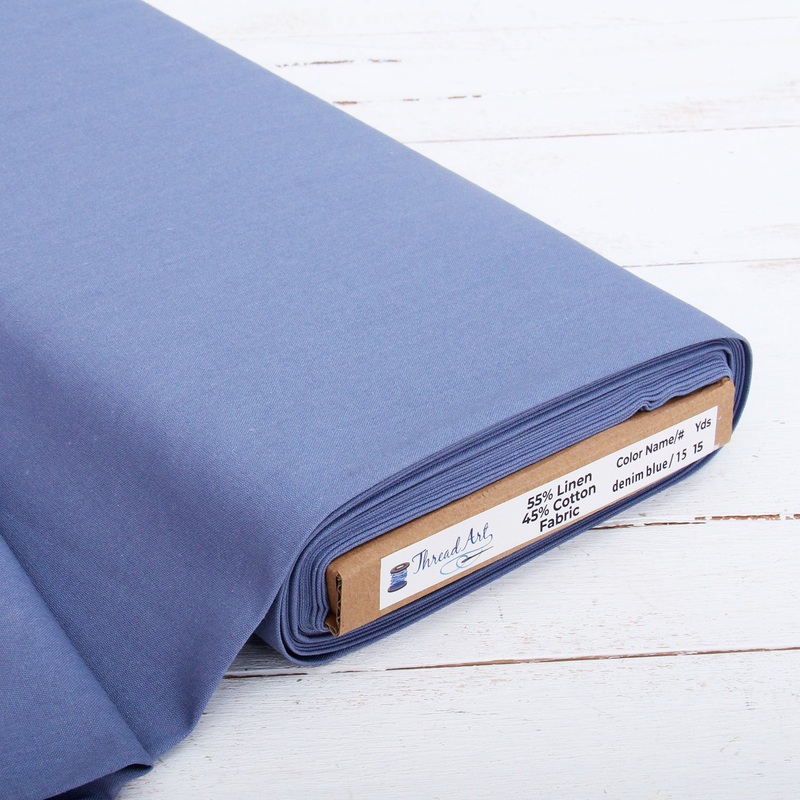 Premium Linen Fabric By The Yard – Denim 55″ Width – Cotton Linen Blend Fabric For Embroidery, Apparel, Cross Stitch