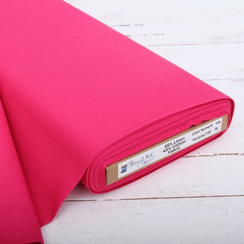 Premium Linen Fabric By The Yard – Hot Pink 55″ Width – Cotton Linen Blend Fabric For Embroidery, Apparel, Cross Stitch