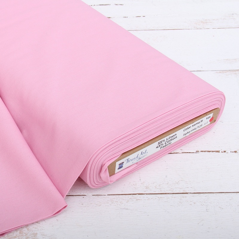 Premium Linen Fabric By The Yard – Light Pink 55″ Width – Cotton Linen Blend Fabric For Embroidery, Apparel, Cross Stitch