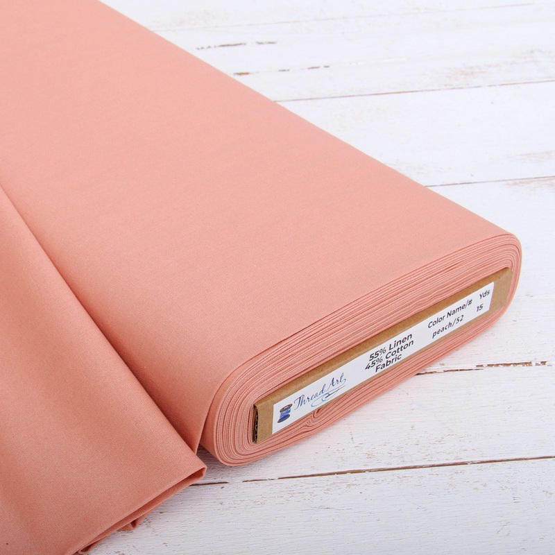 Premium Linen Fabric By The Yard – Peach 55″ Width – Cotton Linen Blend Fabric For Embroidery, Apparel, Cross Stitch