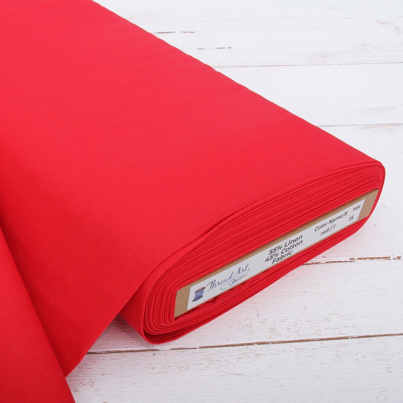 Premium Linen Fabric By The Yard – Red 55″ Width – Cotton Linen Blend Fabric For Embroidery, Apparel, Cross Stitch