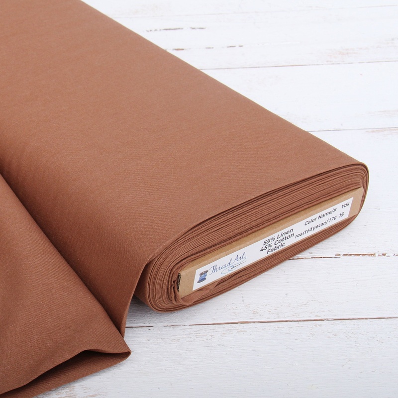 Premium Linen Fabric By The Yard – Roasted Pecan 55″ Width – Cotton Linen Blend Fabric For Embroidery, Apparel, Cross Stitch
