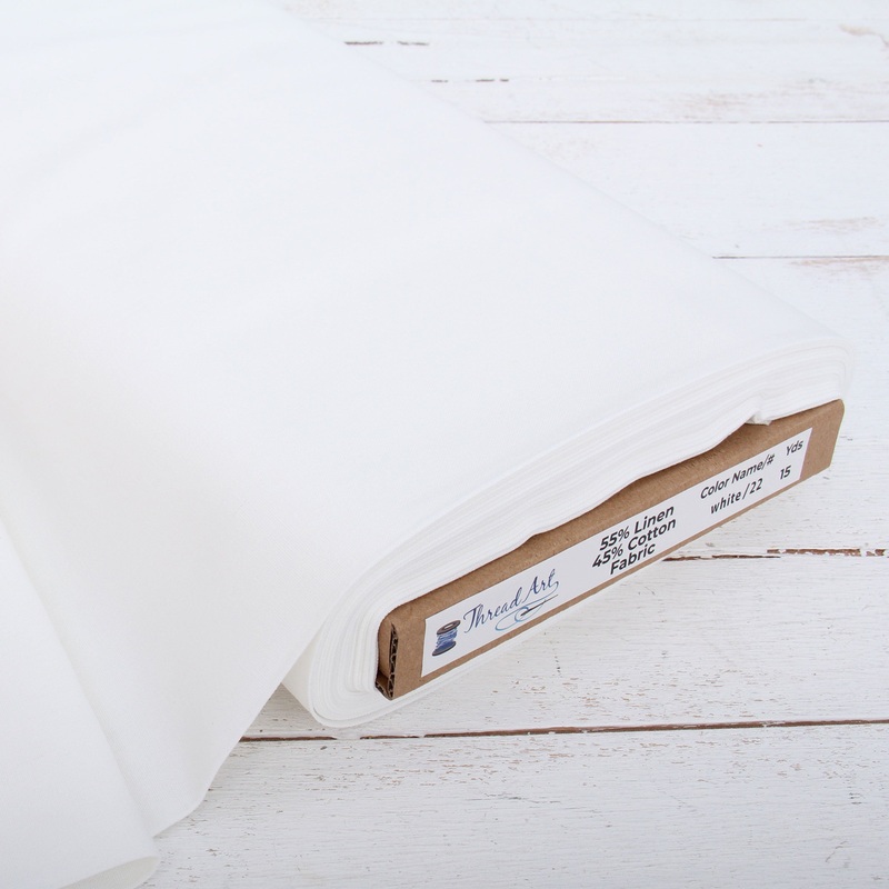 Premium Linen Fabric By The Yard – White 55″ Width – Cotton Linen Blend Fabric