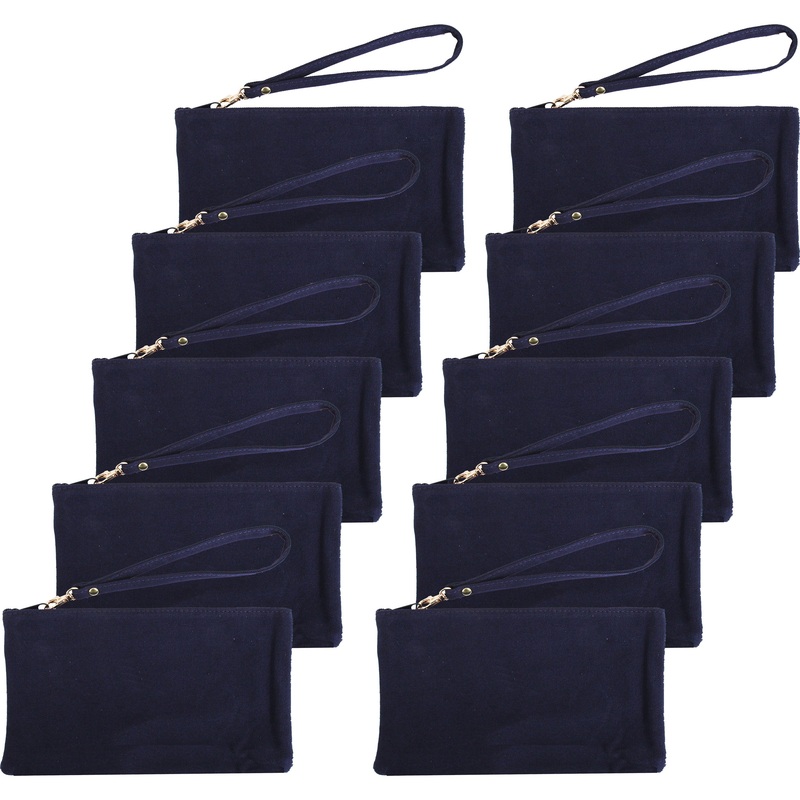 Ten Pack of Cotton Canvas Small Wristlet Bags – Navy