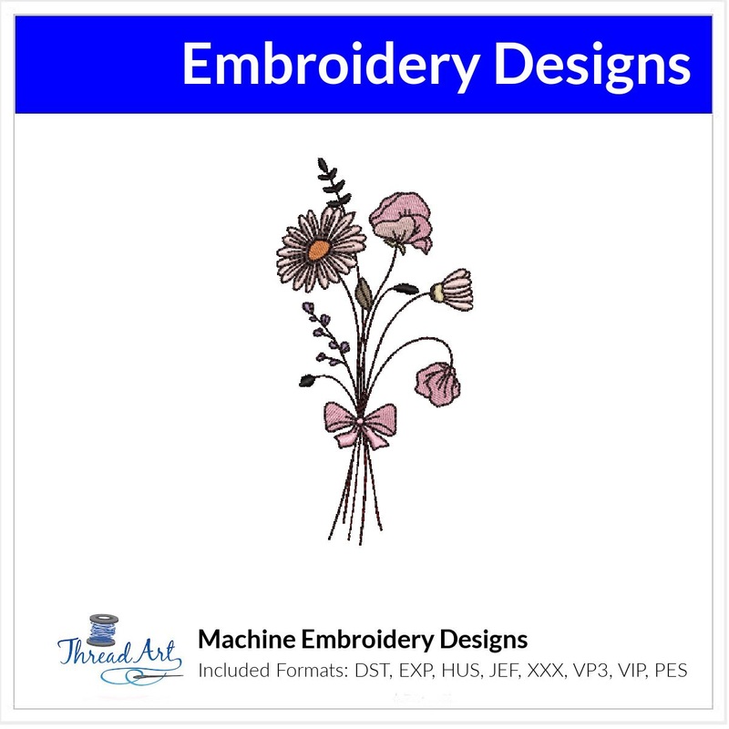 April Flower Bouquet Embroidery Design Instant Download Cute Birth Month Flowers Birthday – 8 Formats – ThreadArt