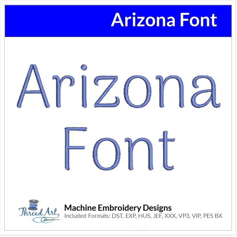 Arizona Font Machine Embroidery Design Set – Alphabet Letters Numbers BX Font – Download 9 Formats and 4 Sizes