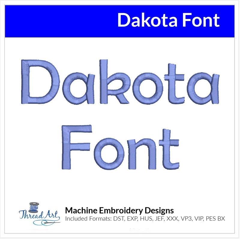 Dakota Font Machine Embroidery Design Set – Alphabet Letters Numbers BX Font – Download 9 Formats and 4 Sizes