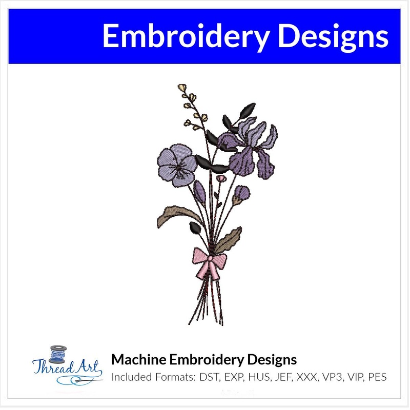 February Flower Bouquet Embroidery Design Instant Download Cute Birth Month Flowers Birthday – 8 Formats – ThreadArt