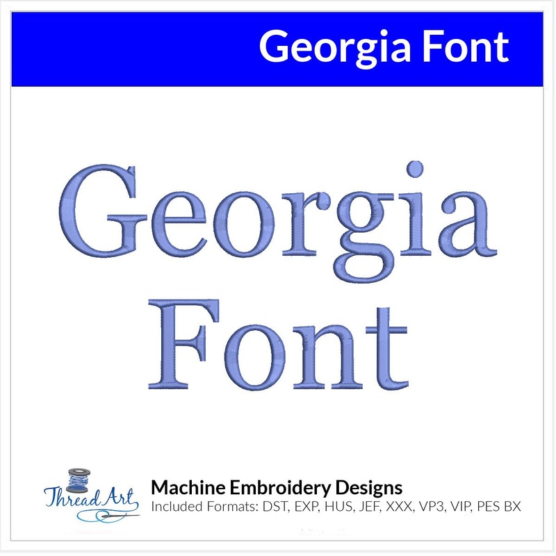 Georgia Font Machine Embroidery Design Set – Alphabet Letters Numbers BX Font – Download 9 Format and 1″ to 3″