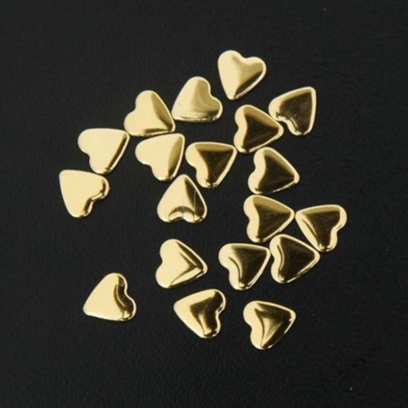 Hot Fix Metallic Nailhead – Gold Heart 6x7mm – 2 Gross