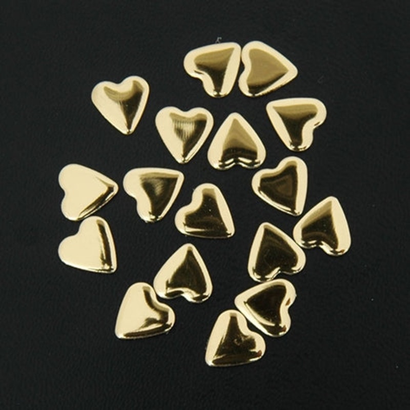 Hot Fix Metallic Nailhead – Gold Heart 8x9mm – 1 Gross