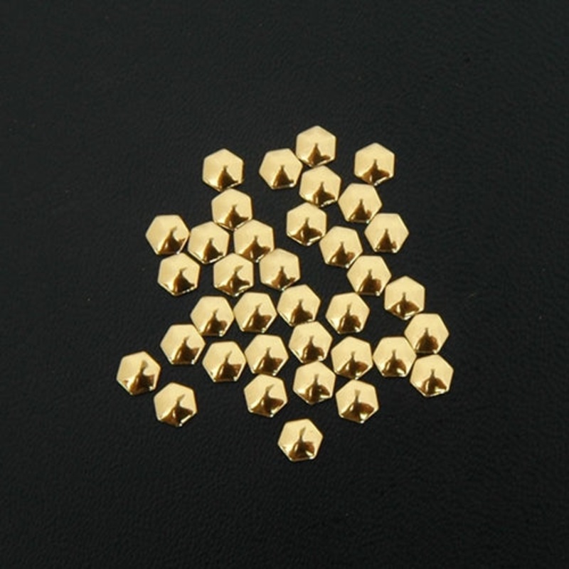Hot Fix Metallic Nailhead – Gold Hexagon 4x4mm – 4 Gross