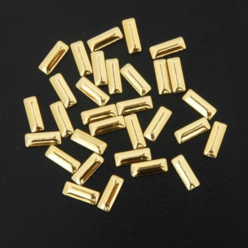 Hot Fix Metallic Nailhead – Gold Rectangle 2.5x7mm – 5 Gross