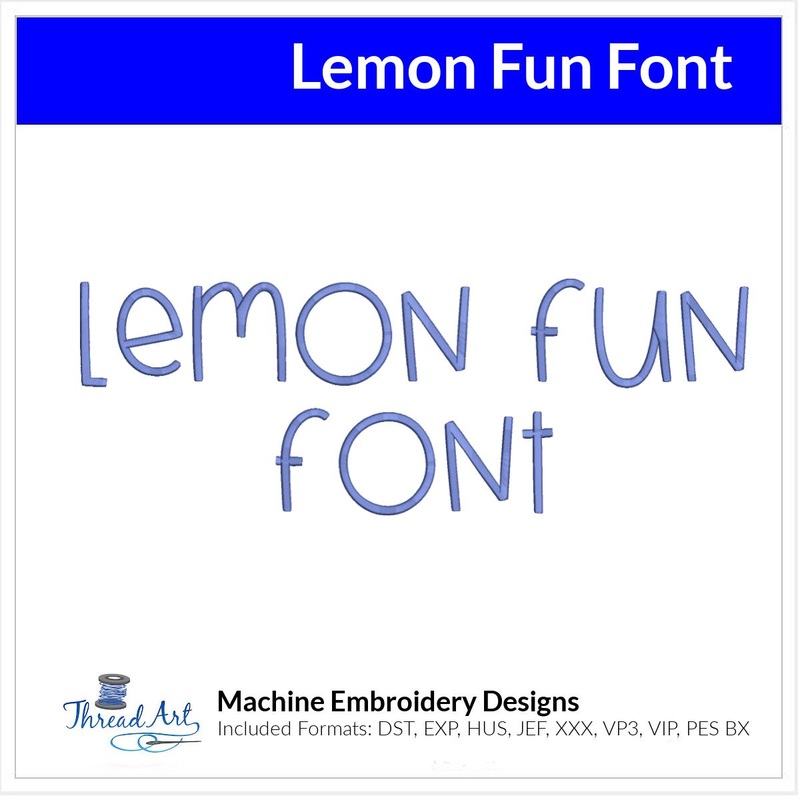 Lemon Fun Font Machine Embroidery Design Set – Alphabet Letters BX Font – Download 9 Formats and 3 Sizes