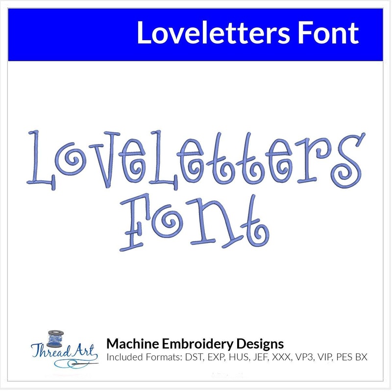 Loveletters Font Machine Embroidery Design Set – Alphabet Letters BX Font – Download 9 Formats and 3 Sizes