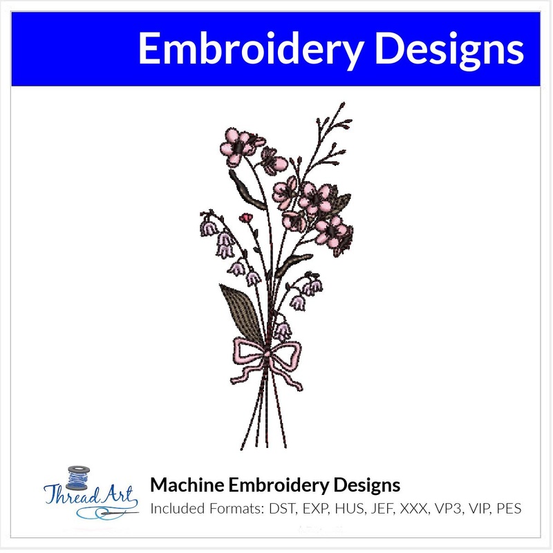 May Flower Bouquet Embroidery Design Instant Download Cute Birth Month Flowers Birthday – 8 Formats – ThreadArt
