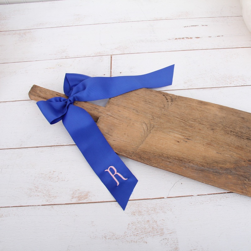 Monogrammed Grosgrain Ribbon Bows – Embroidered Initial