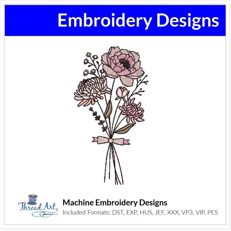 November Flower Bouquet Embroidery Design Instant Download Cute Birth Month Flowers Birthday – 8 Formats – ThreadArt