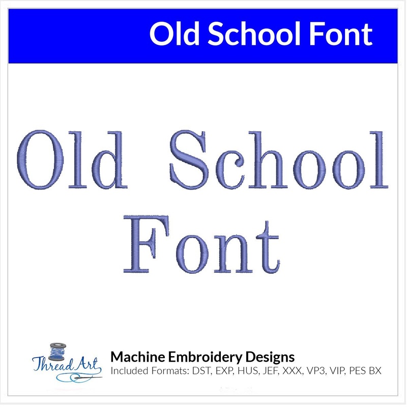 Old School Font Machine Embroidery Design Set – Alphabet Letters Numbers BX Font – Download 9 Formats and 4 Sizes