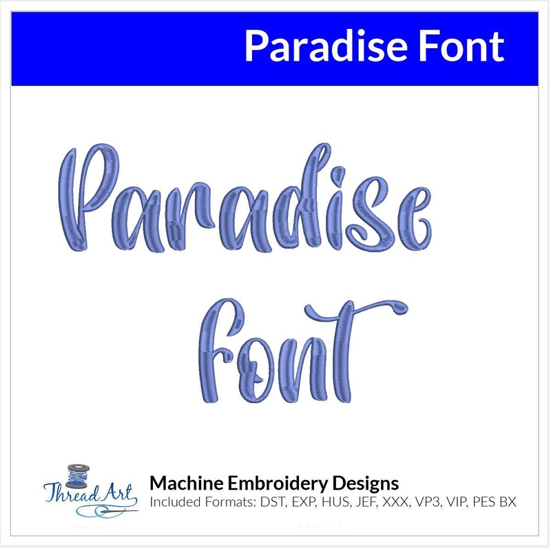 Paradise Script Font Machine Embroidery Design Set – Alphabet Letters BX Font – Download 9 Format and 1″ to 3″