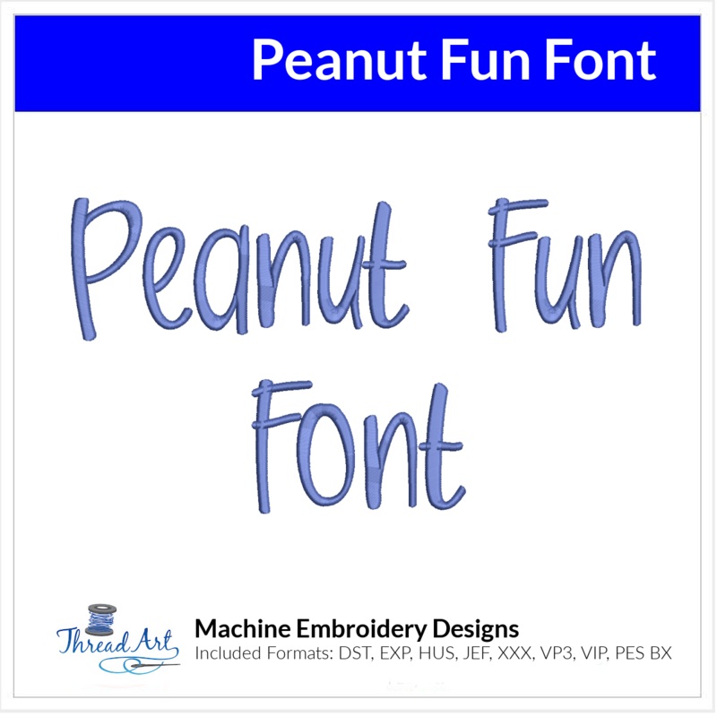 Peanut Fun Font Machine Embroidery Design Set – Alphabet Letters BX Font – Download 9 Format and 3 Sizes