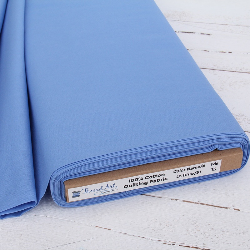 Premium Cotton Quilting Fabric Sold By The Yard – Solid Lt Blue