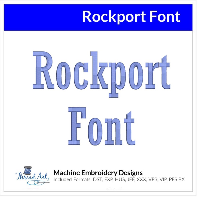 Rockport Font Machine Embroidery Design Set – Alphabet Letters Numbers BX Font – Download 9 Formats and 4 Sizes