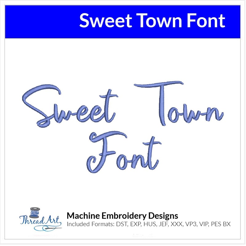 Sweet Town Font Machine Embroidery Design Set – Alphabet Letters Numbers BX Font – Download 9 Formats and 4 Sizes