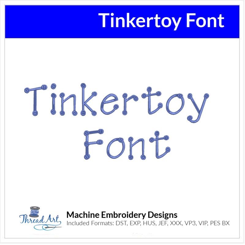 Tinkertoy Font Machine Embroidery Design Set – Alphabet Letters BX Font – Download 9 Formats and 5 Sizes