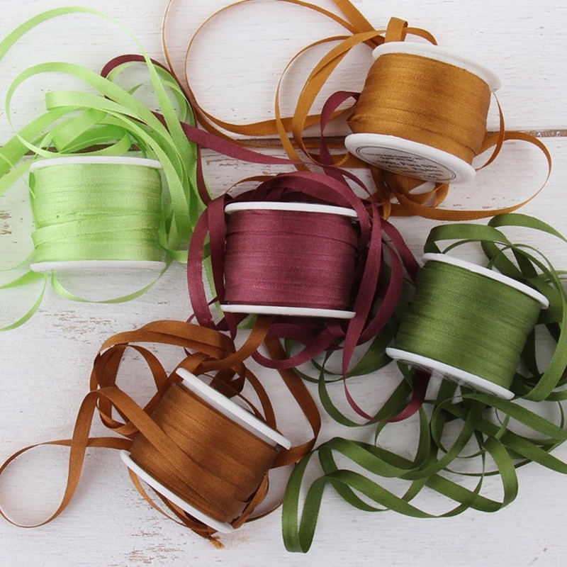 4mm Silk Ribbon Set – Nature Shades – Five Spool Collection