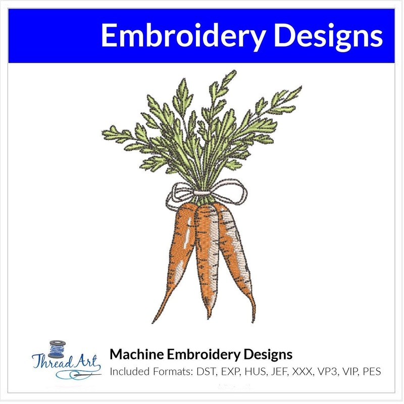 Bunch of Carrots Easter Embroidery Design Instant Download Cute – 3 Sizes – 8 Formats – ThreadArt