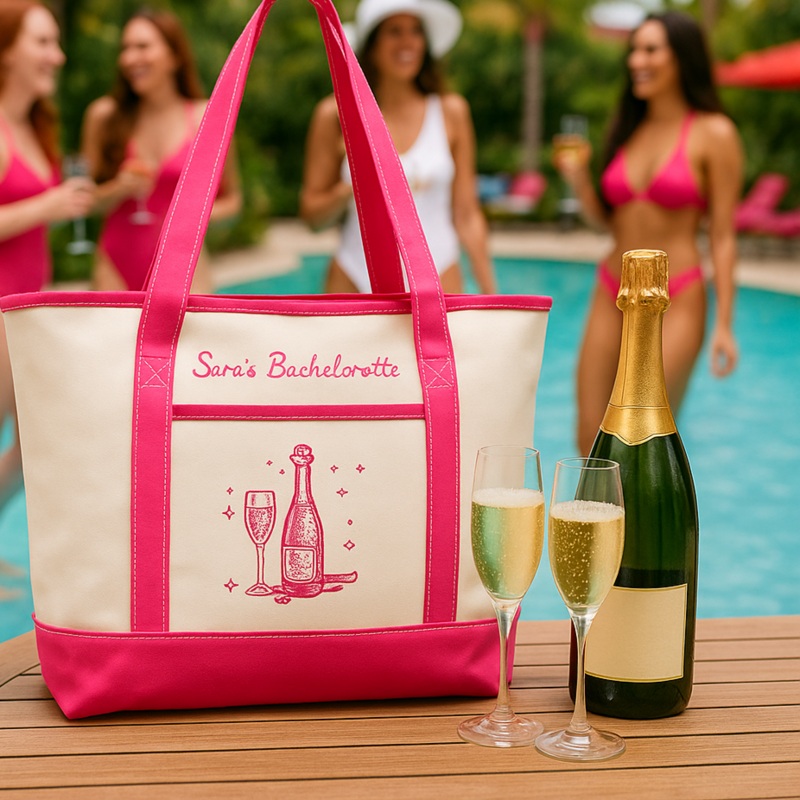 Embroidered Champagne Event Tote Bag  – Customize