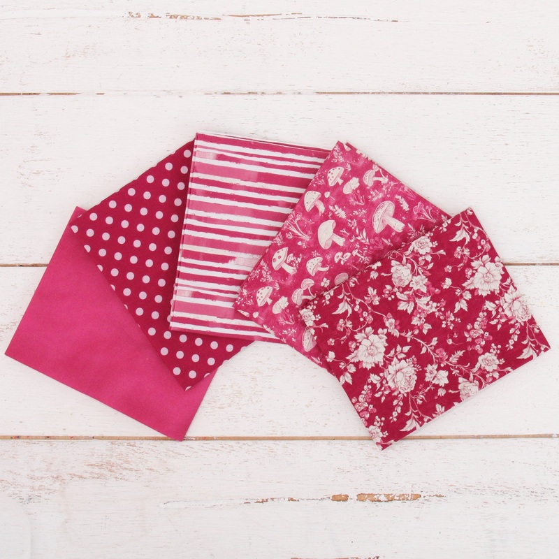 Fat Quarter Bundle – Five Burgundy Precut Cotton Fabrics