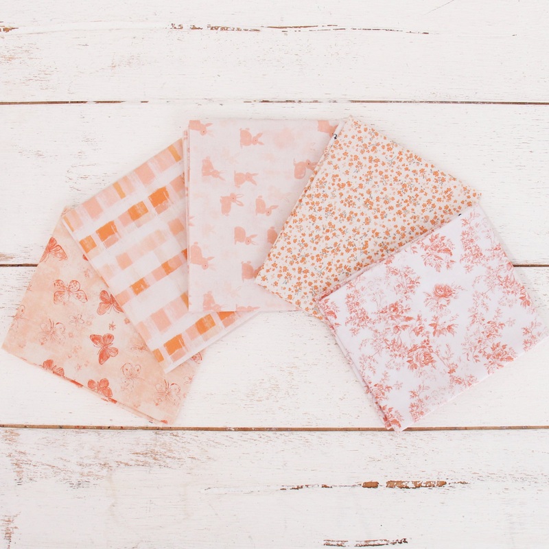 Fat Quarter Bundle – Five Coral Precut Cotton Fabrics