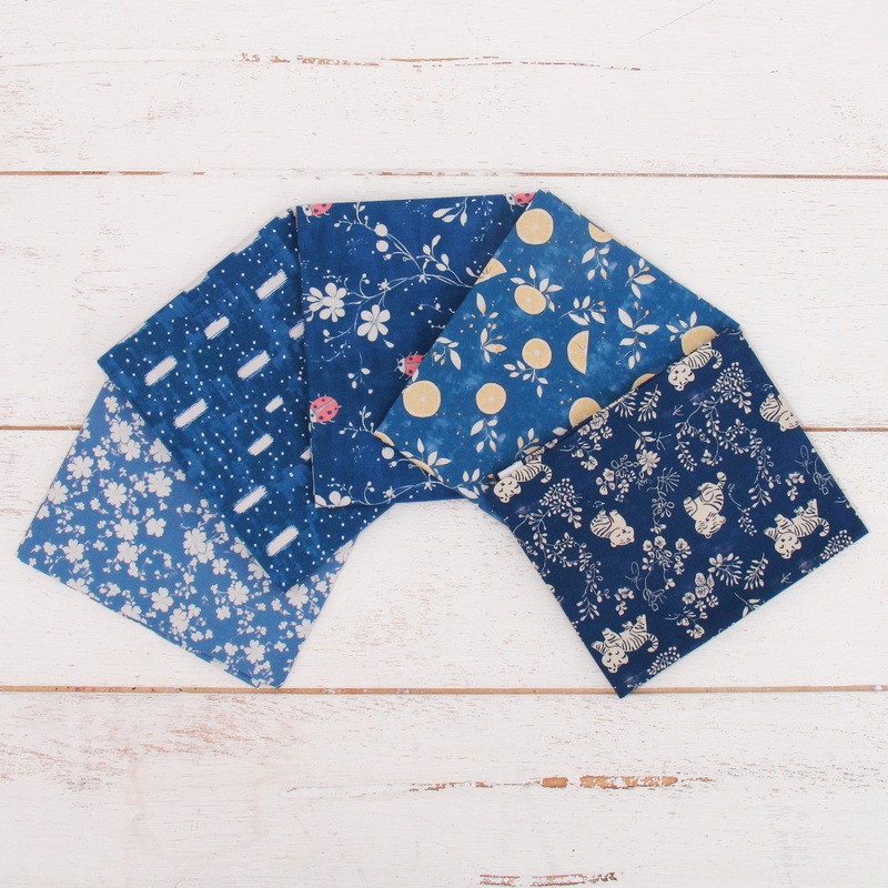 Fat Quarter Bundle – Five Dark Blue Precut Cotton Fabrics