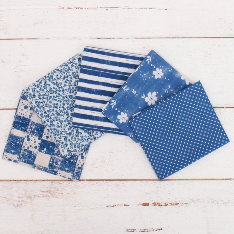Fat Quarter Bundle – Five Denim Blue Precut Cotton Fabrics