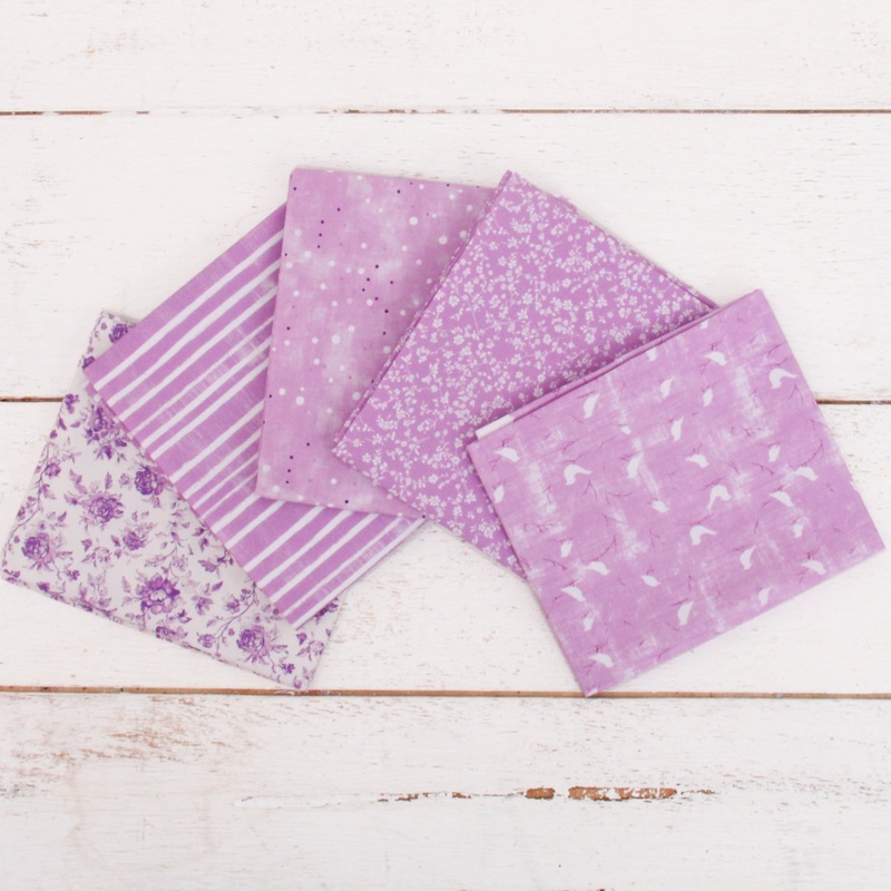 Fat Quarter Bundle – Five Lavender Precut Cotton Fabrics