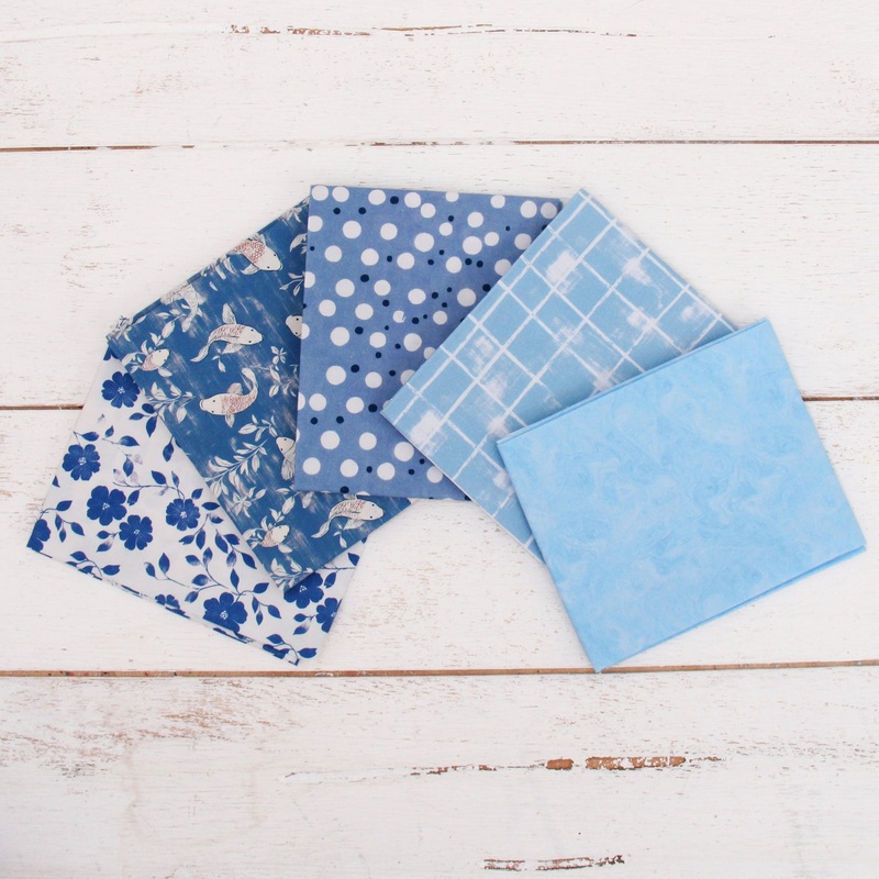 Fat Quarter Bundle – Five Light Blue Precut Cotton Fabrics