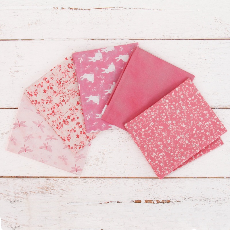 Fat Quarter Bundle – Five Light Pink Precut Cotton Fabrics